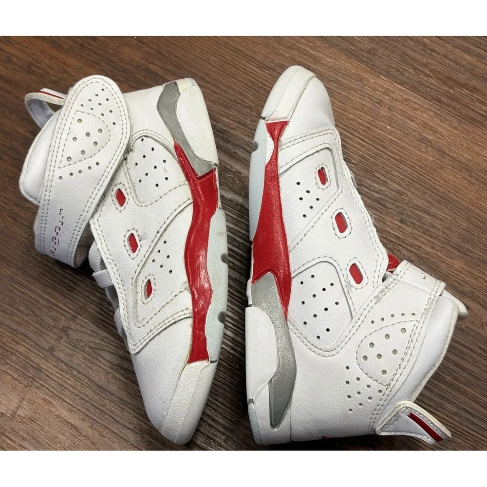 Nike Air Jordan 6 Retro Kids Boys Size 9C White Red Athletic Shoes Sneakers